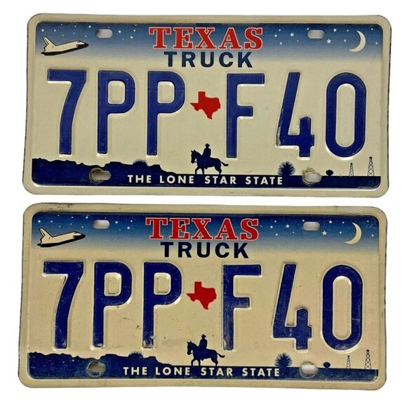 Texas Truck Lone Star State 7PP F40 License Plate Pair 2000 Garage Man Cave - Picture 1 of 2